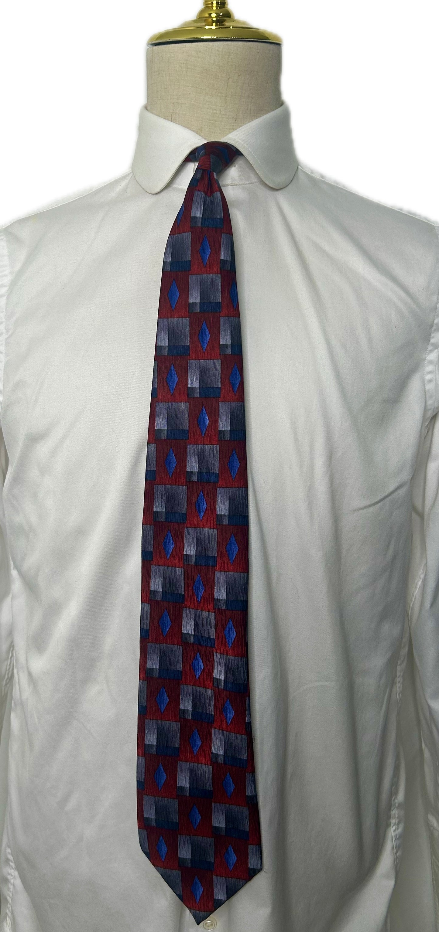 Burgundy/Blue/Grey 80s Retro Tie