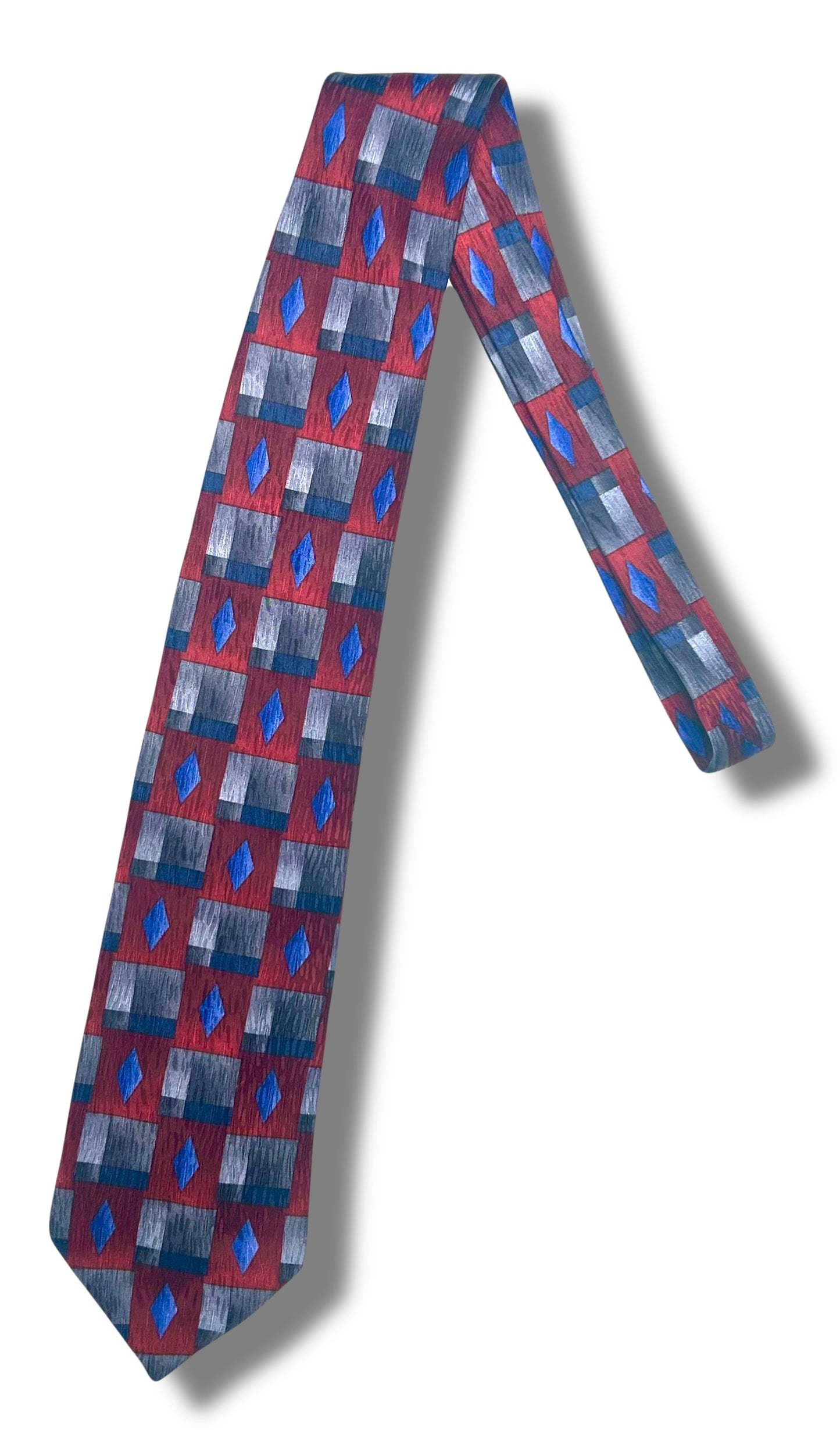 Burgundy/Blue/Grey 80s Retro Tie