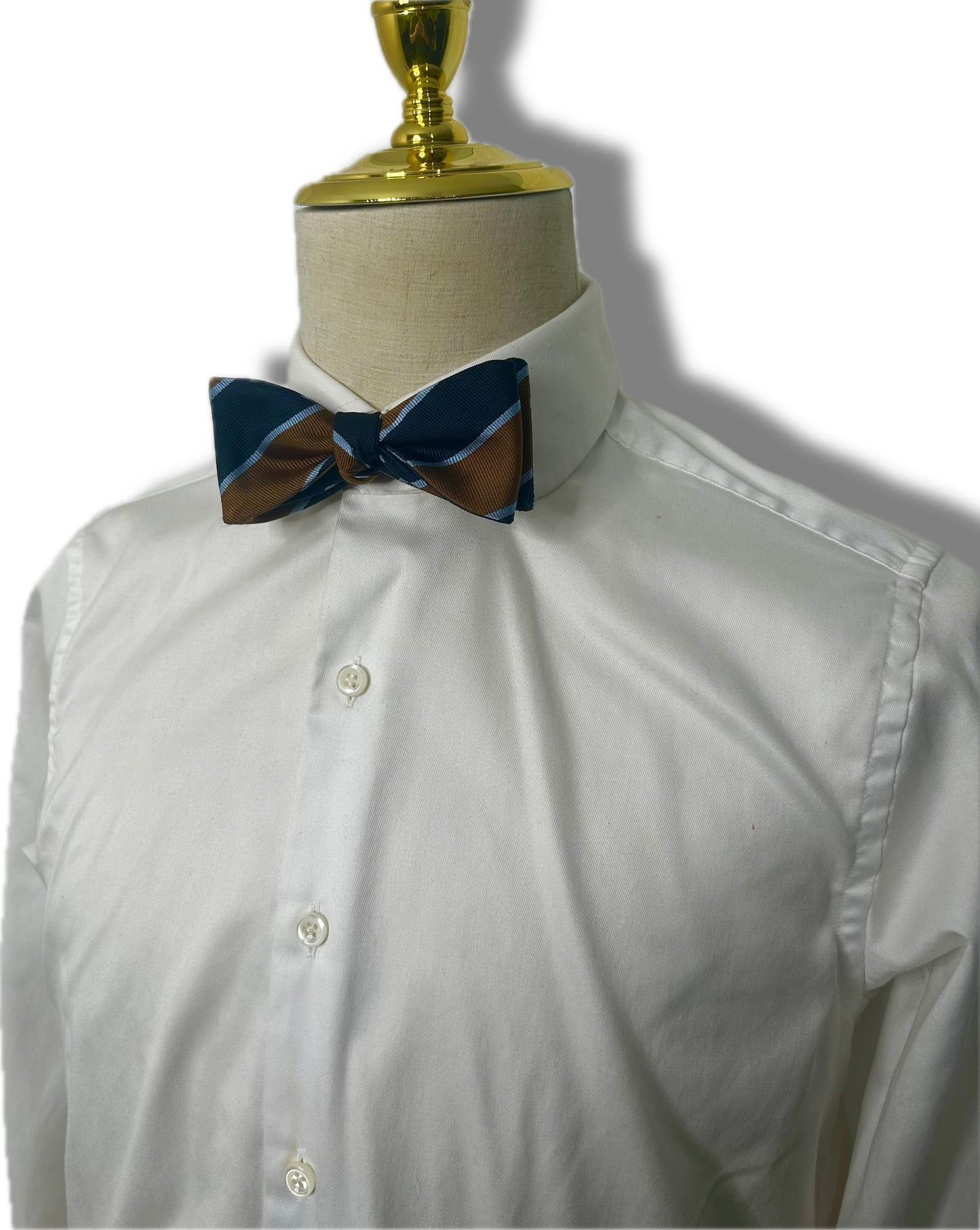 Brown/Blue Stripe Bowtie