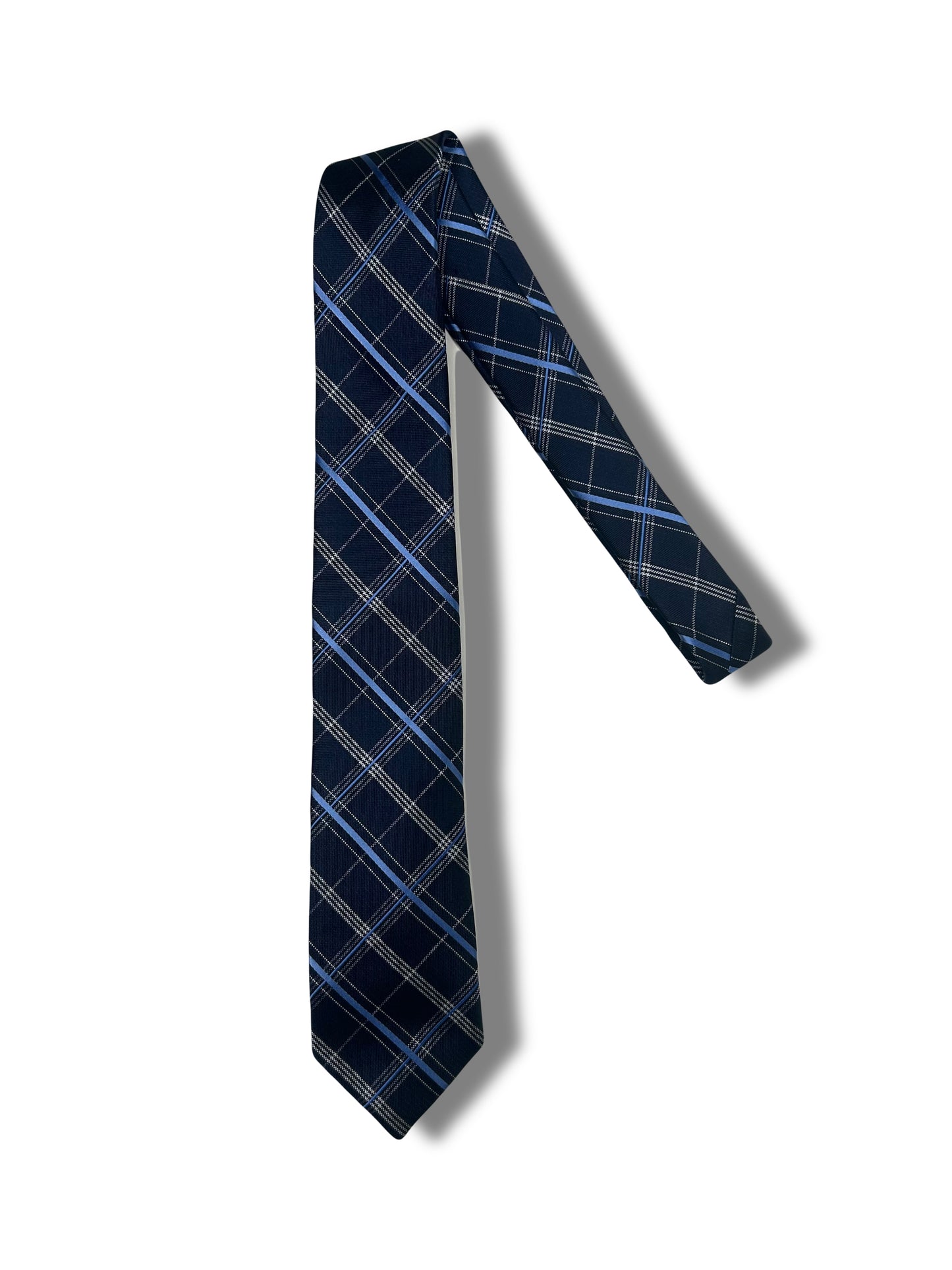 Navy/Silver Plaid Tie