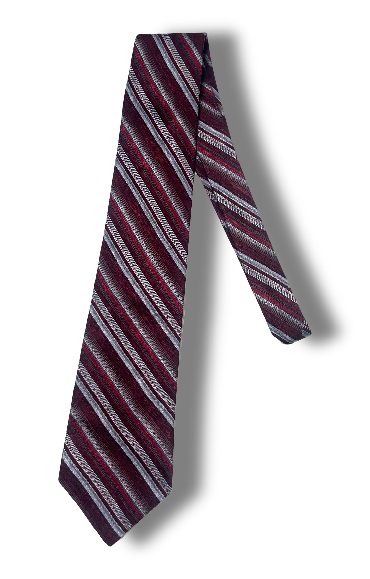 Burgundy/Silver Stripe Tie