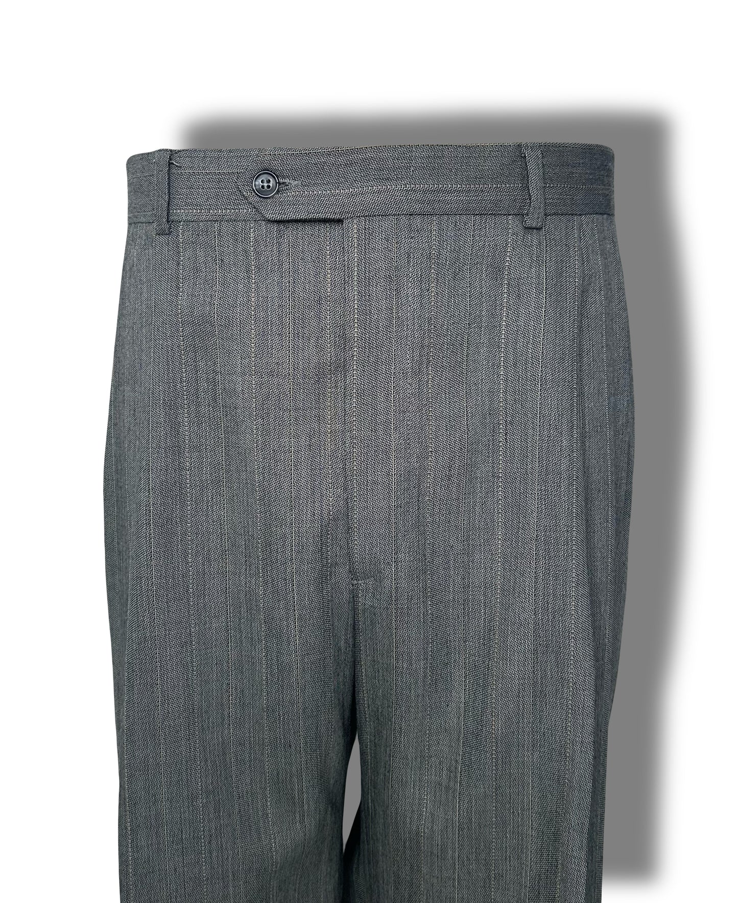 Grey Striped Double Breasted Suit (48)