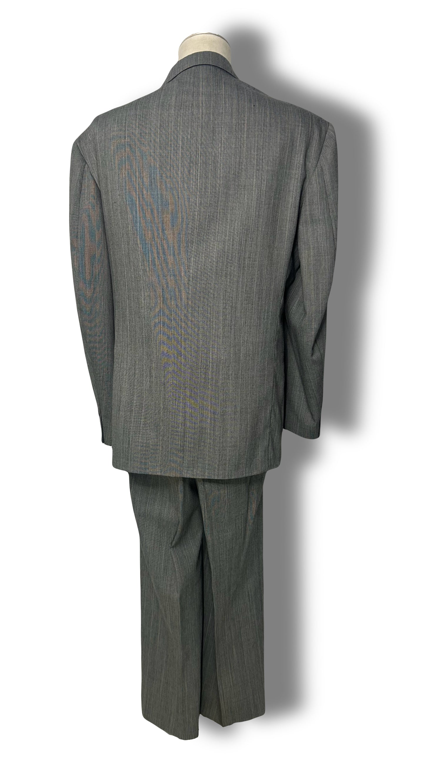 Grey Striped Double Breasted Suit (48)