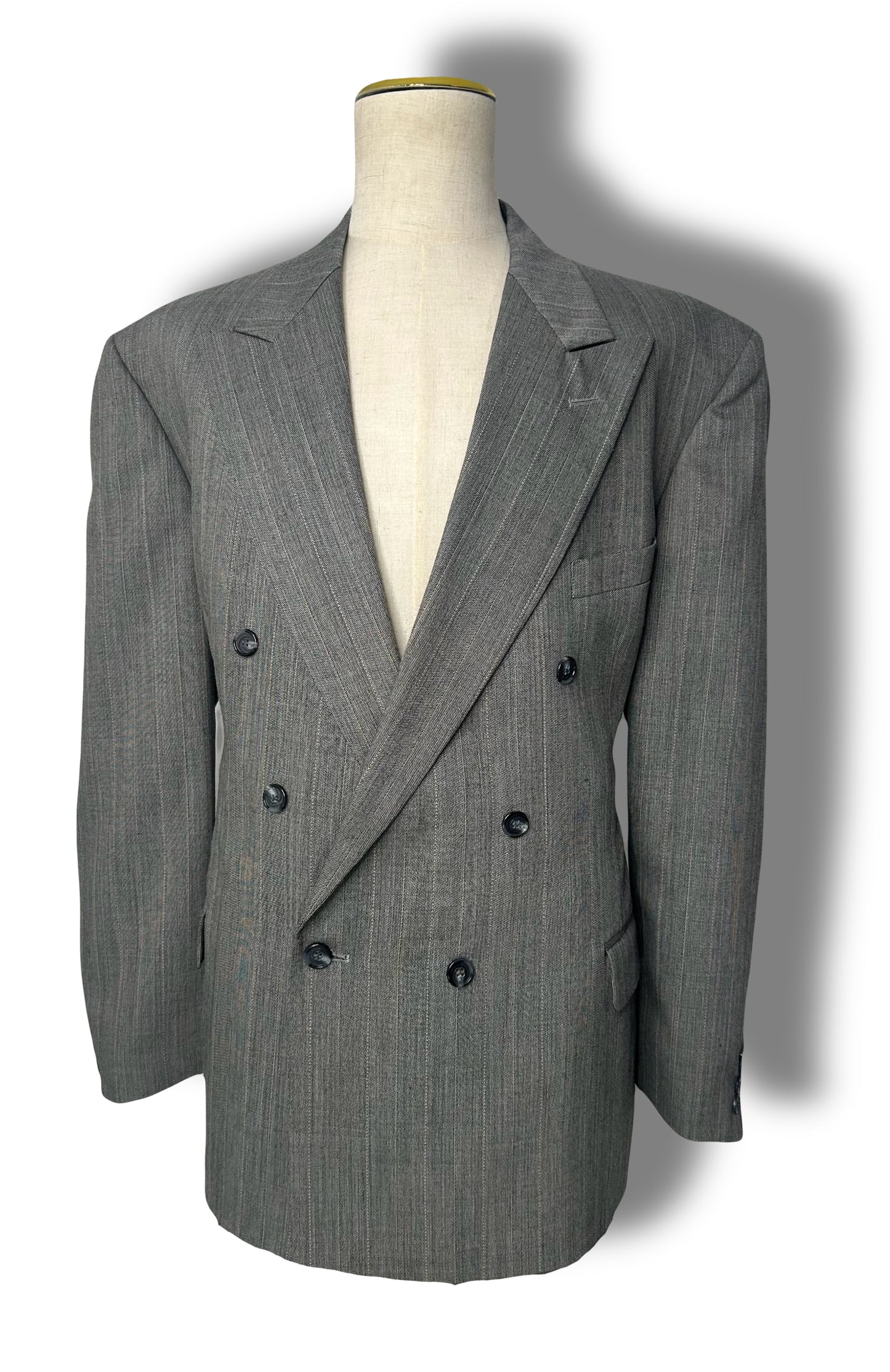 Grey Striped Double Breasted Suit (48)