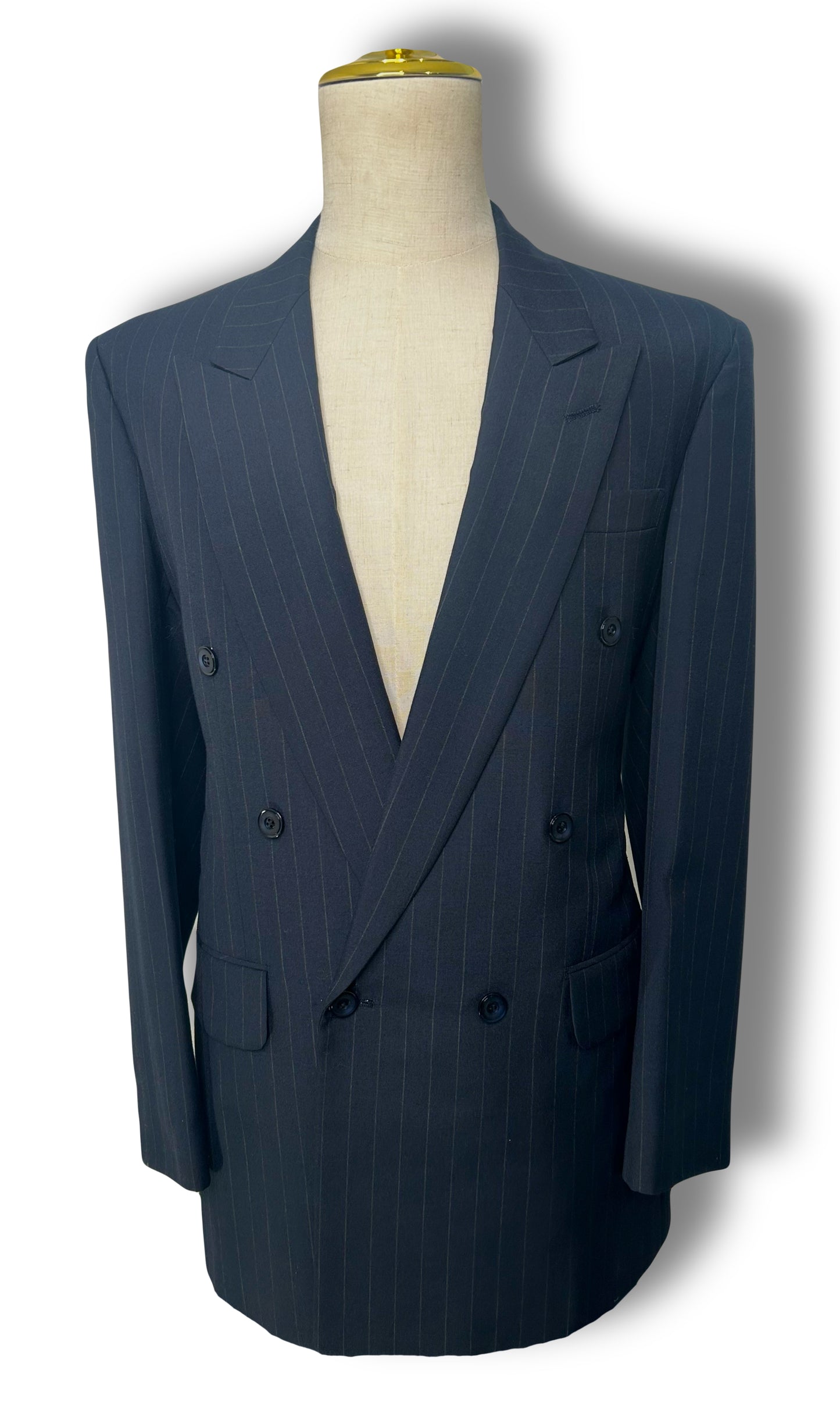 Navy Pinstripe Double Breasted Suit (42)