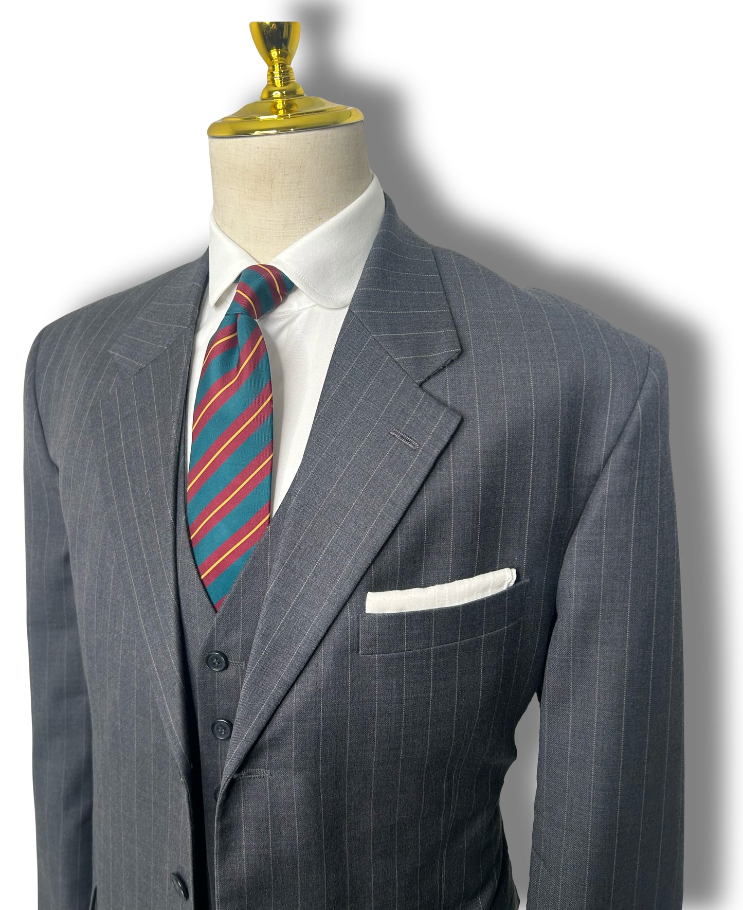 Grey Pinstripe 3 Piece Suit (46)