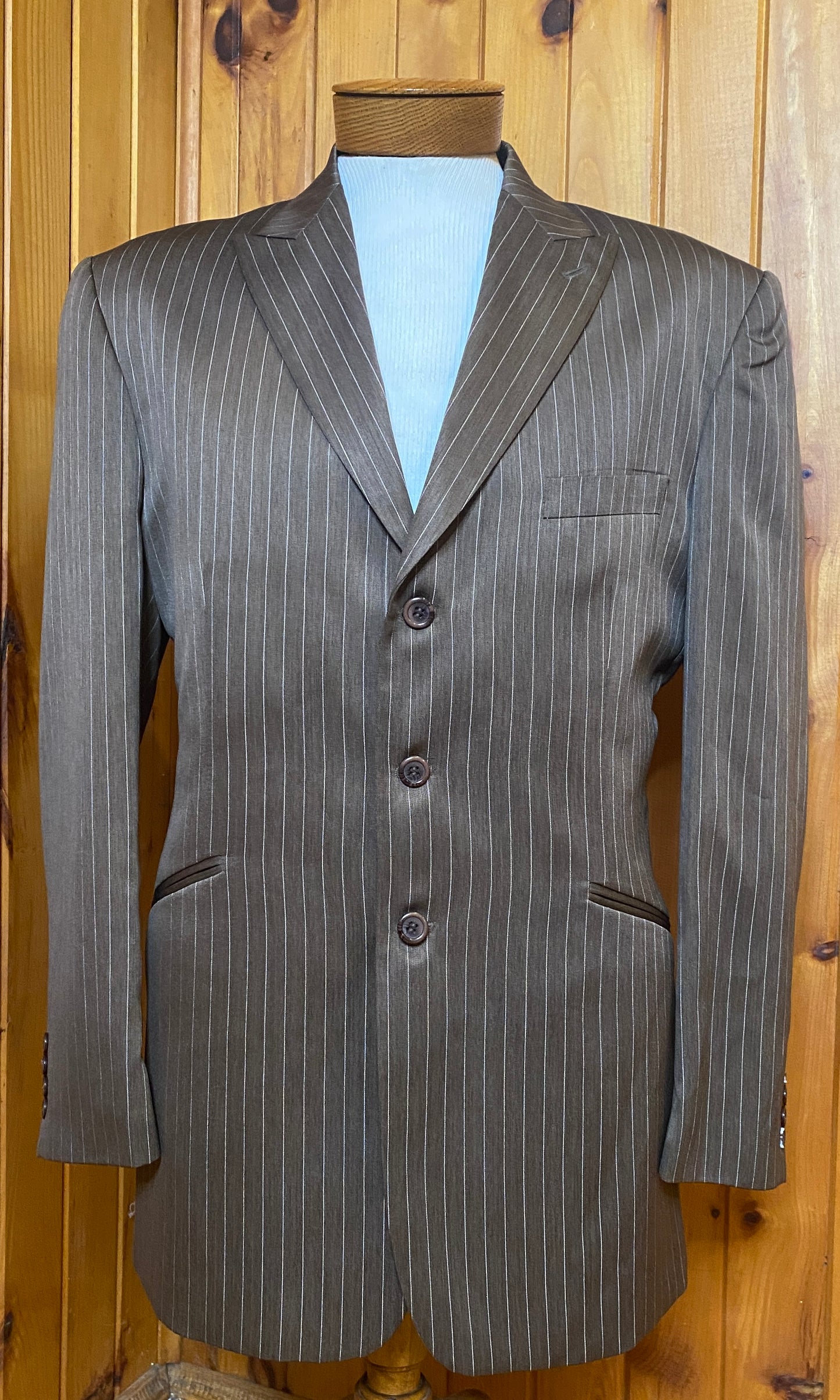 Brown Pinstripe 2 Piece Suit (43)