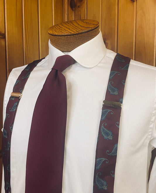 Paisley Burgundy Suspenders & Tie Pairing