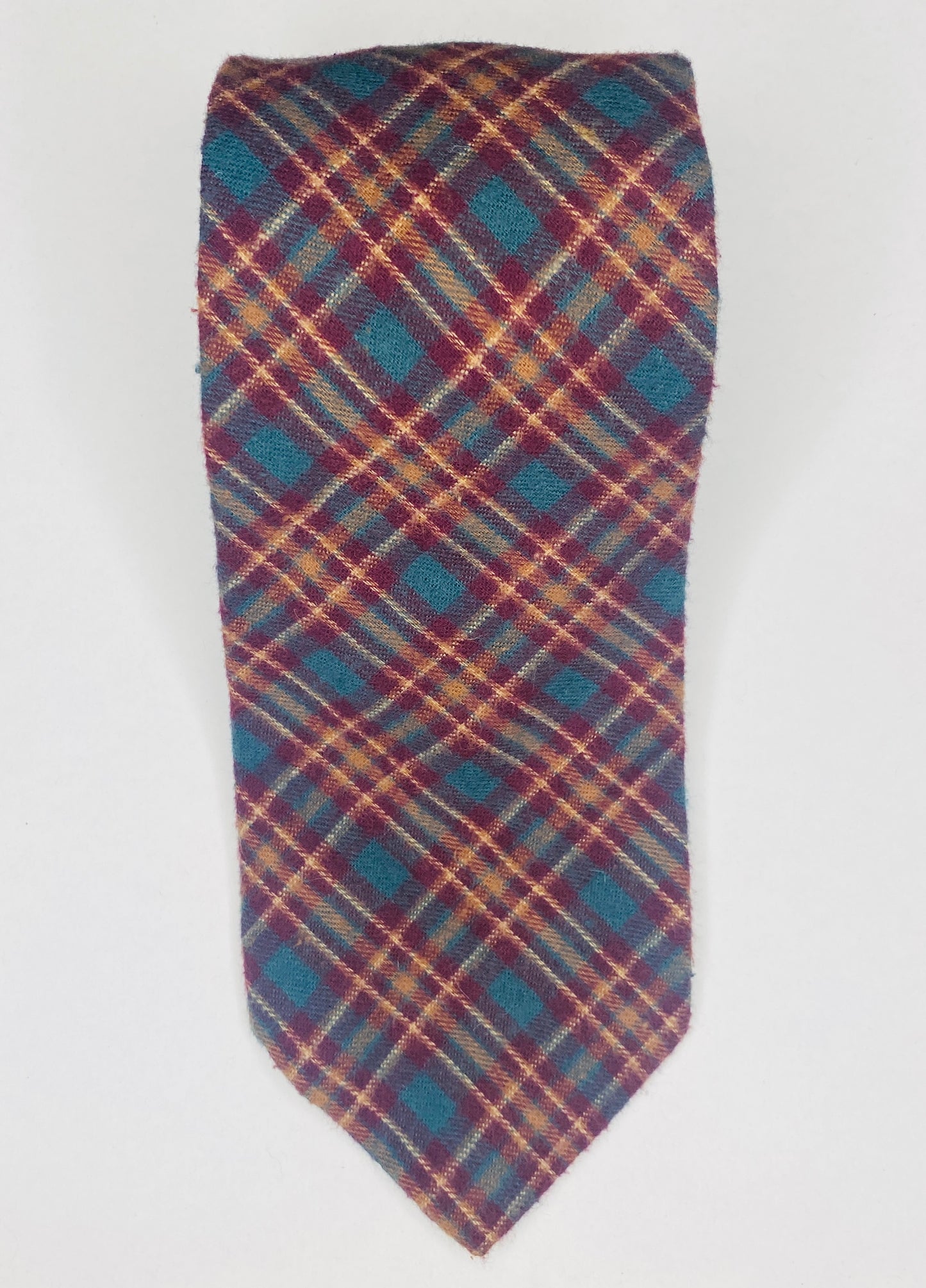 Burgundy/Teal Wool Tartan Tie