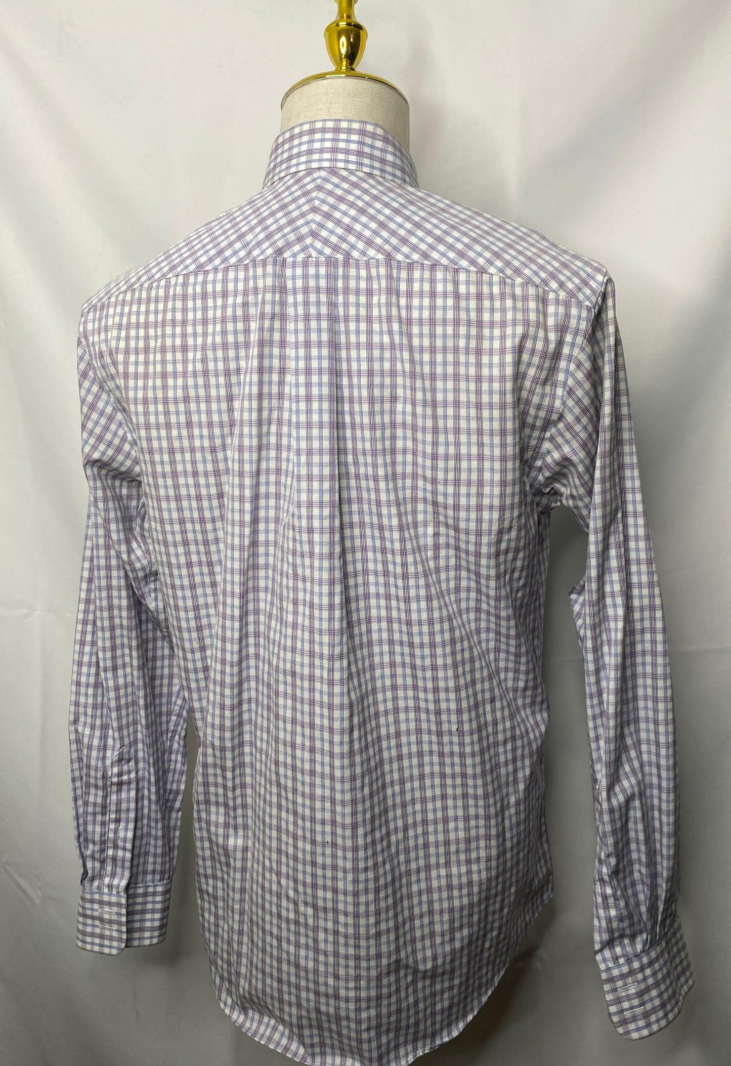 White/Purple Plaid OCBD Shirt (16x35)