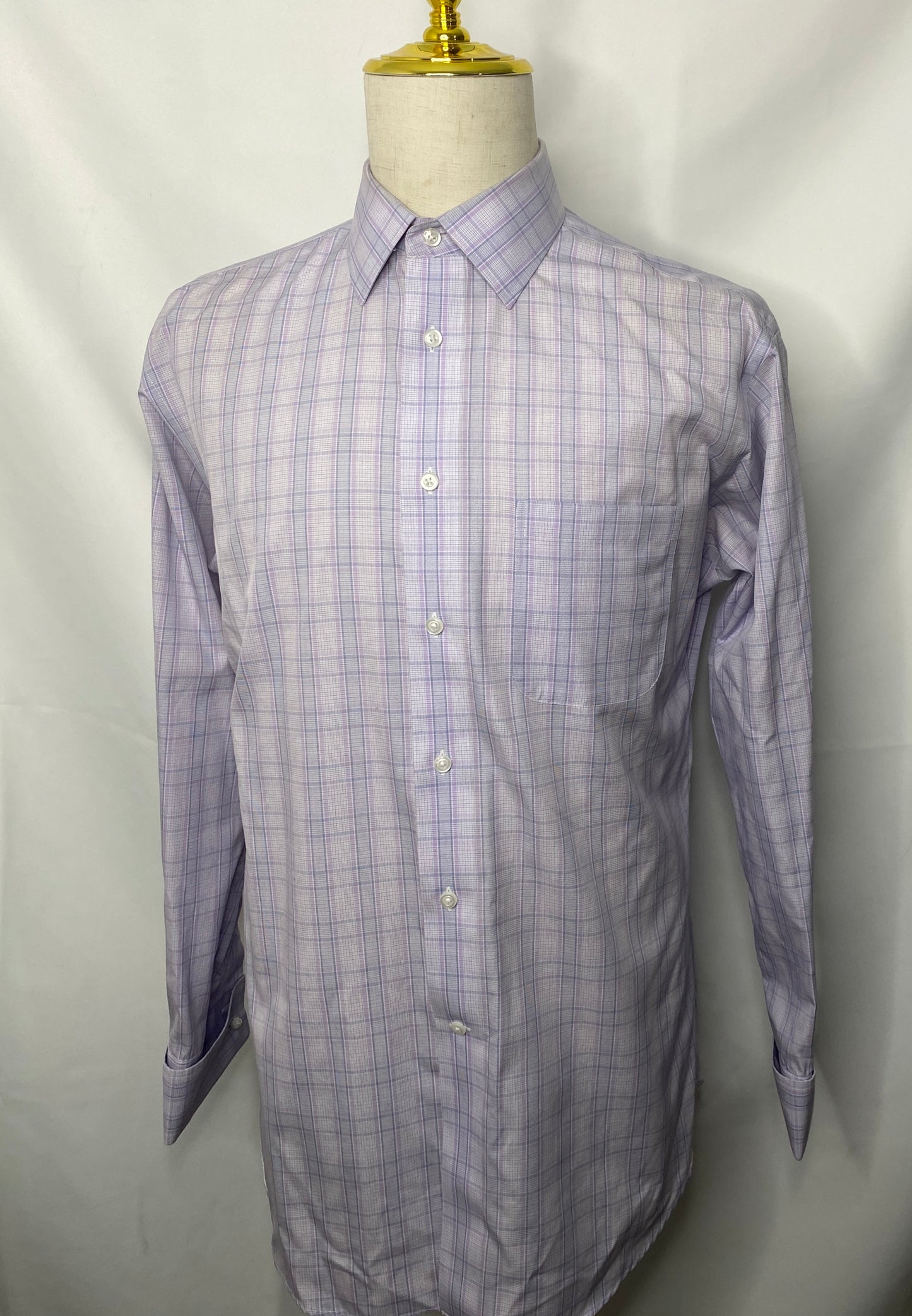 Lavender Plaid French Cuff Shirt (16x35)