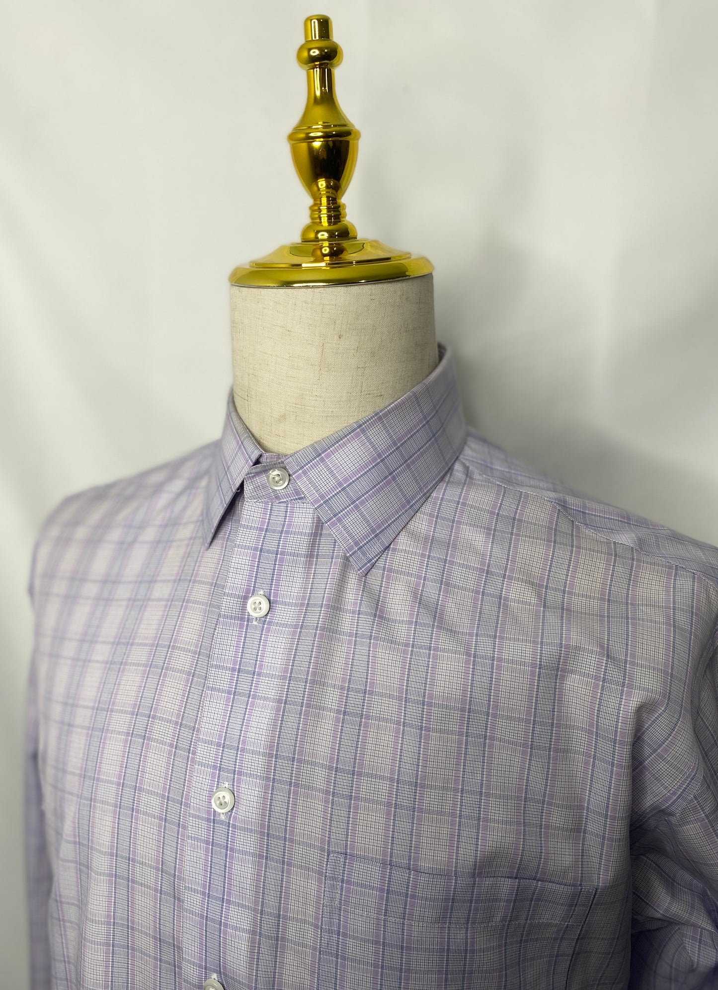 Lavender Plaid French Cuff Shirt (16x35)