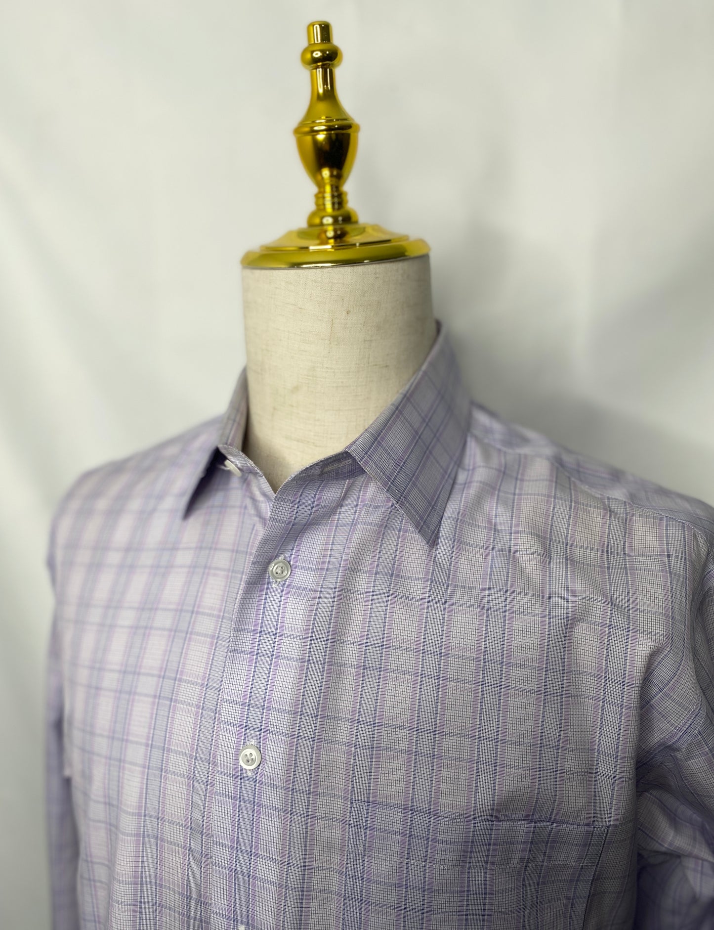 Lavender Plaid French Cuff Shirt (16x35)