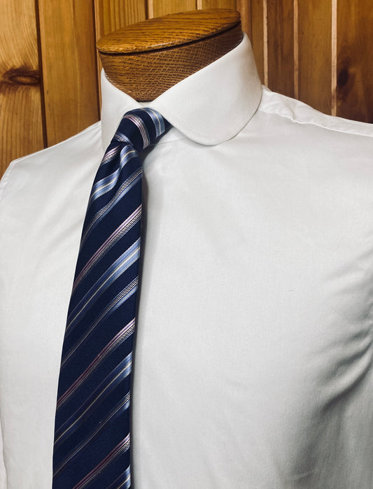 Navy/Pink Striped Tie