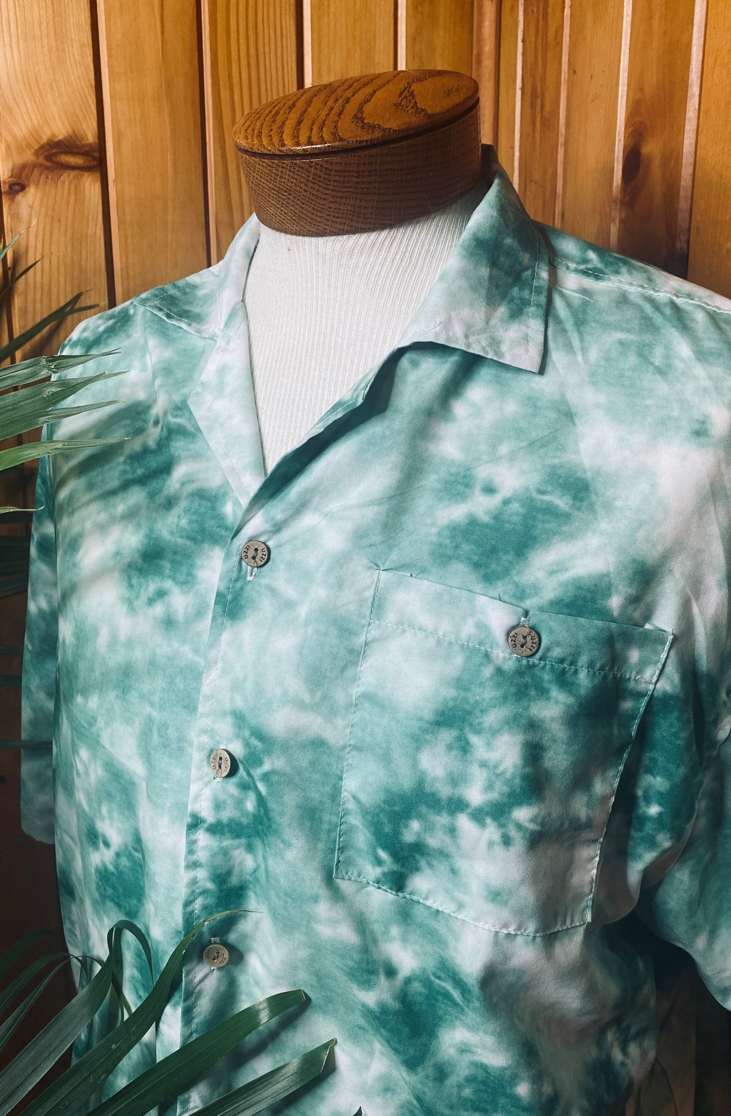 Green Ty-Dye Hawaiian Shirt