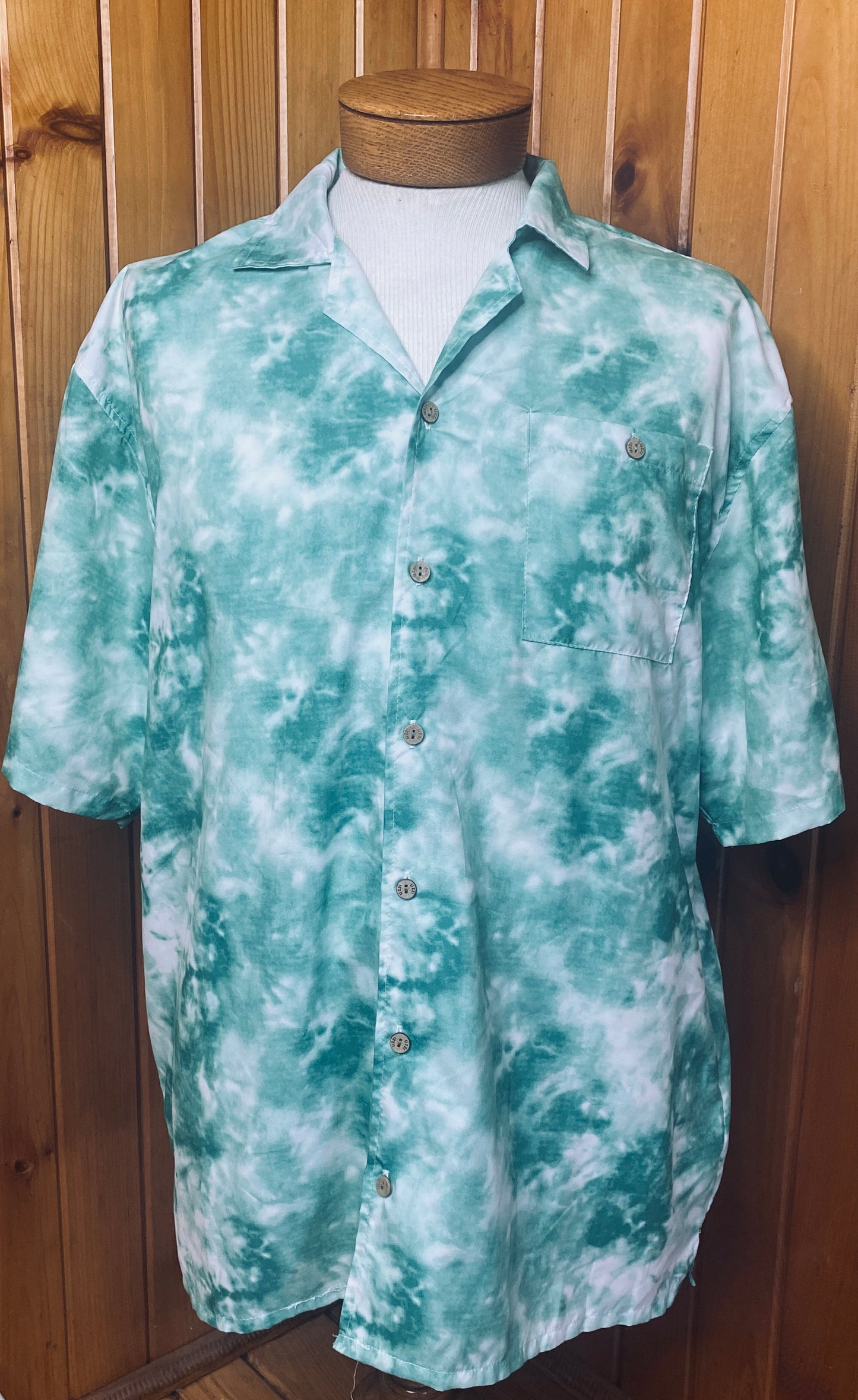 Green Ty-Dye Hawaiian Shirt