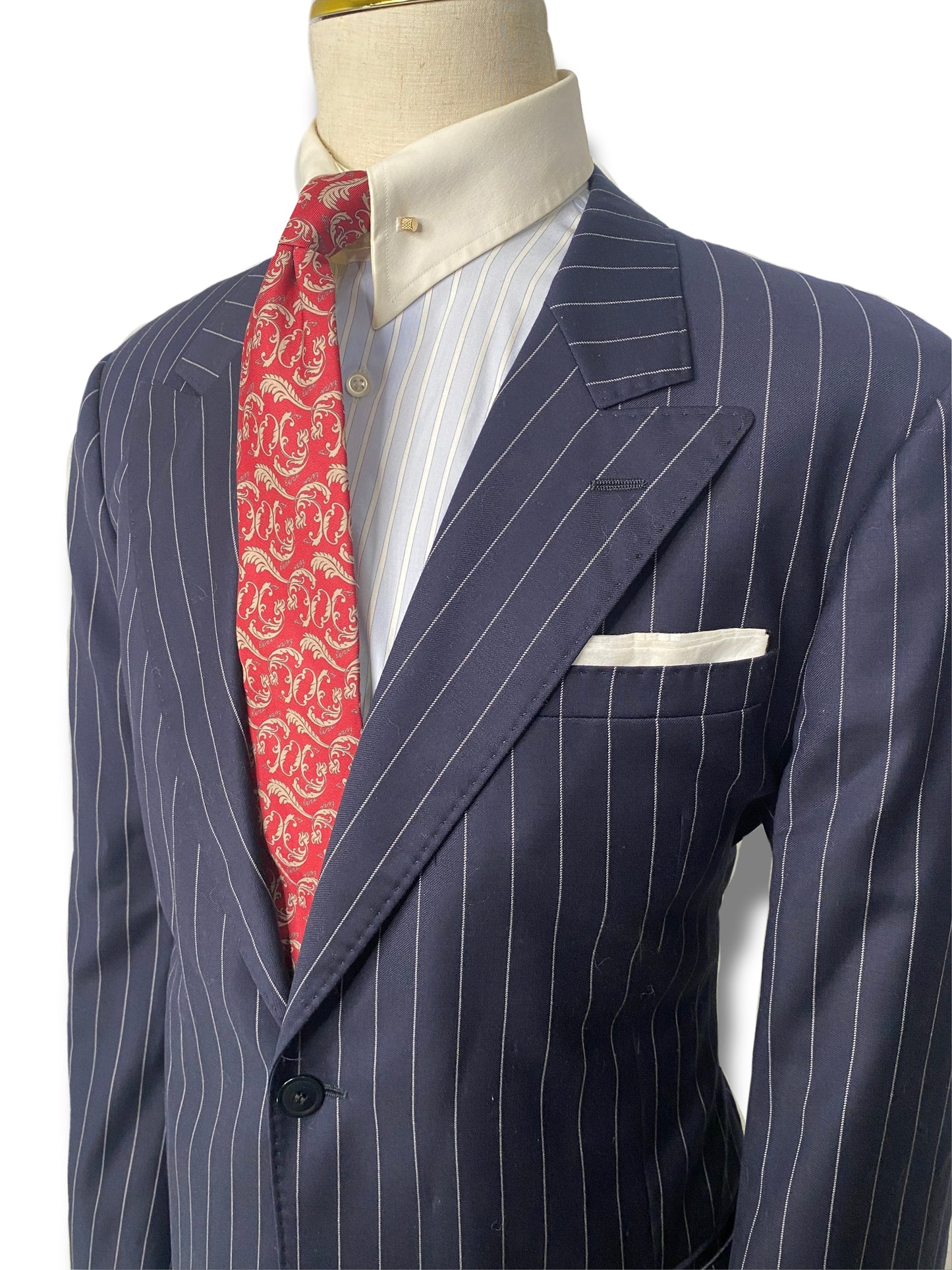 Navy Pinstripe 2 Piece Suit (46)