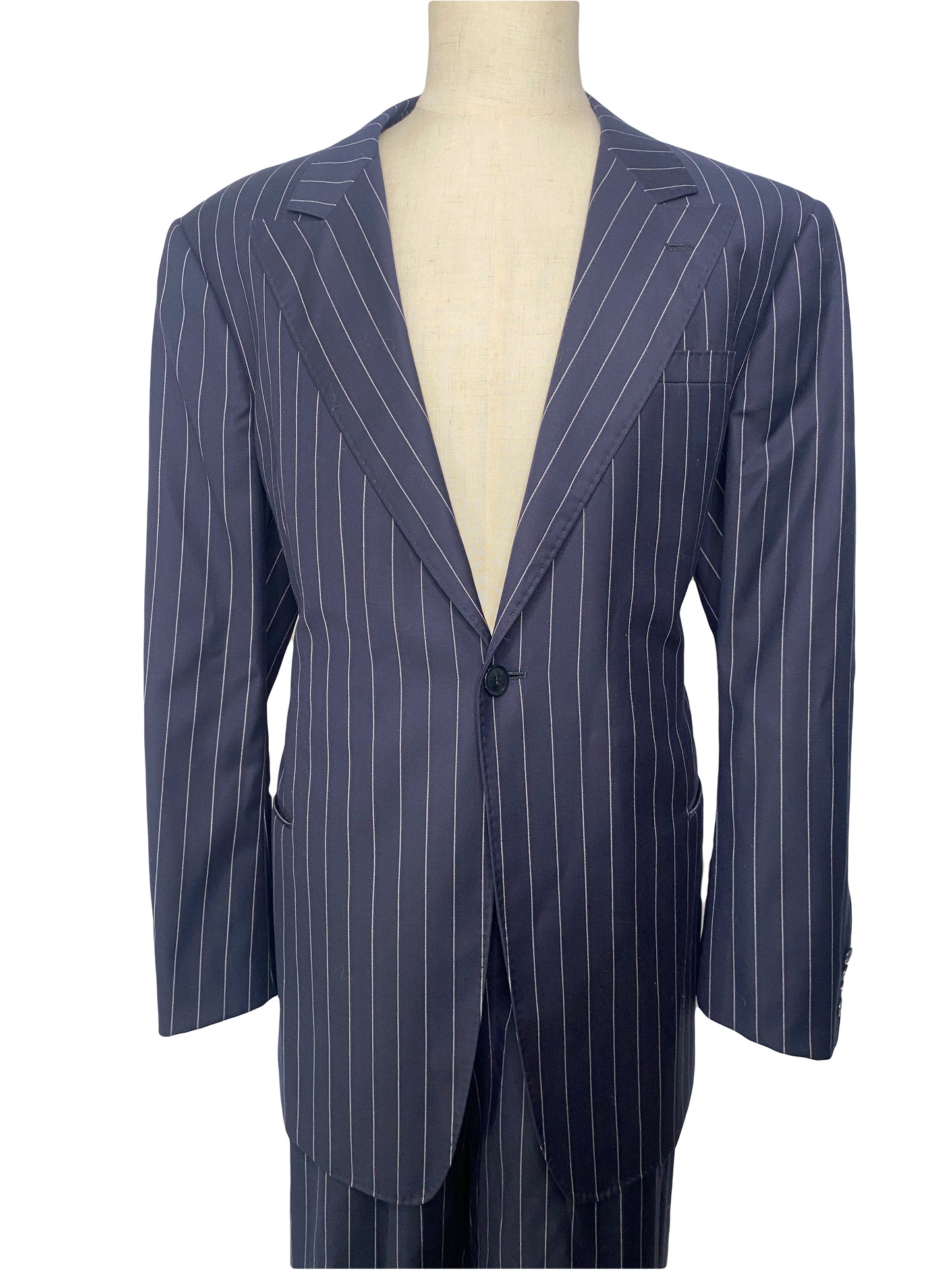 Navy Pinstripe 2 Piece Suit (46)