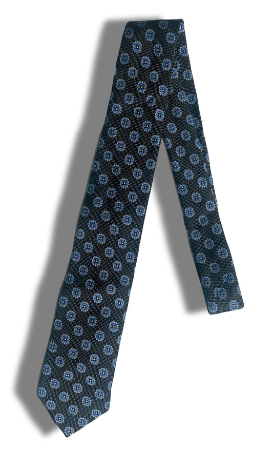 Dark Grey/ Blue Floral Tie