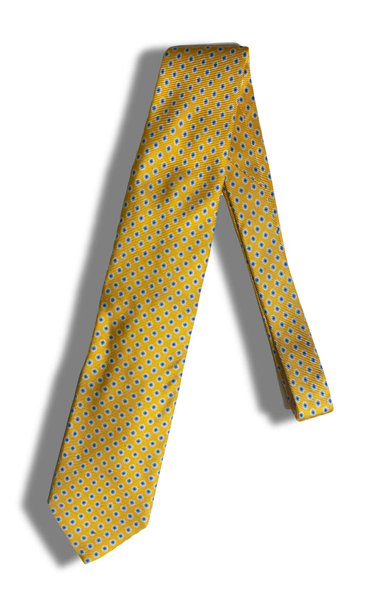 Yellow/Blue and White dot tie