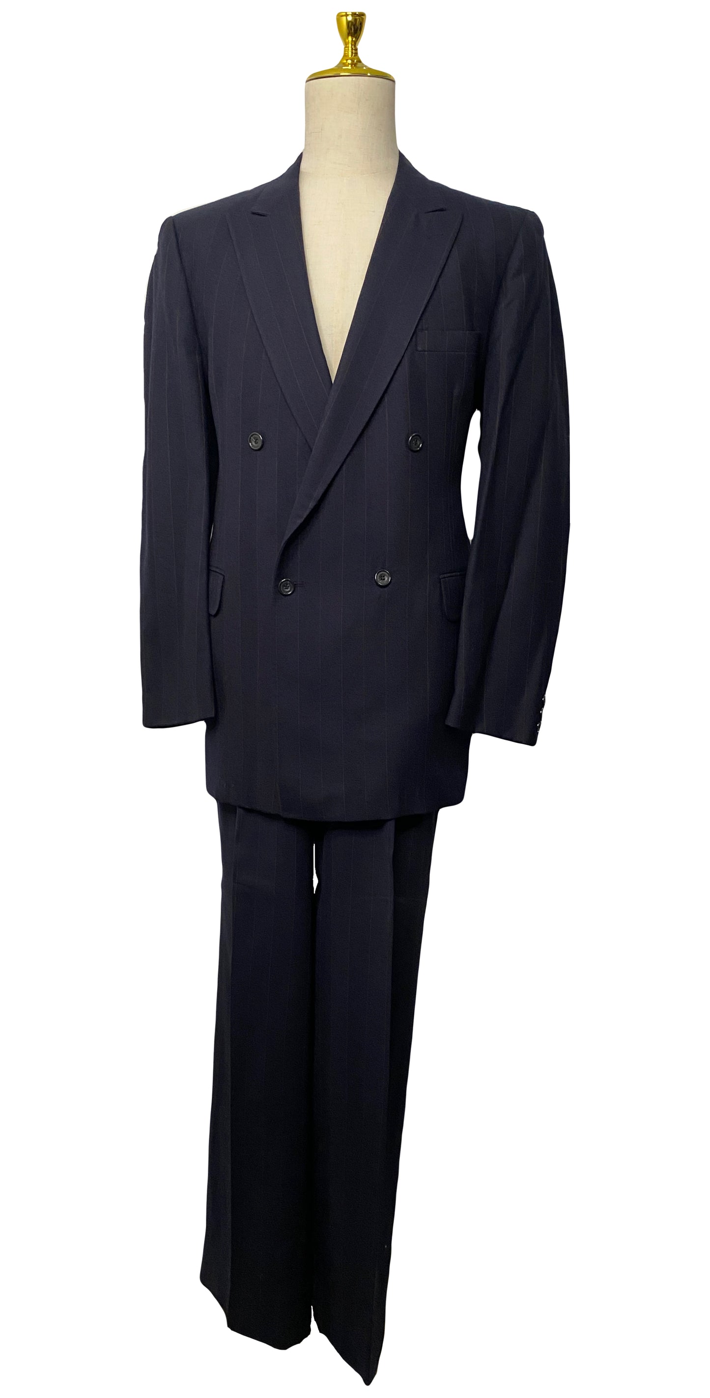 Navy Pinstripe Double Breasted Suit (42)