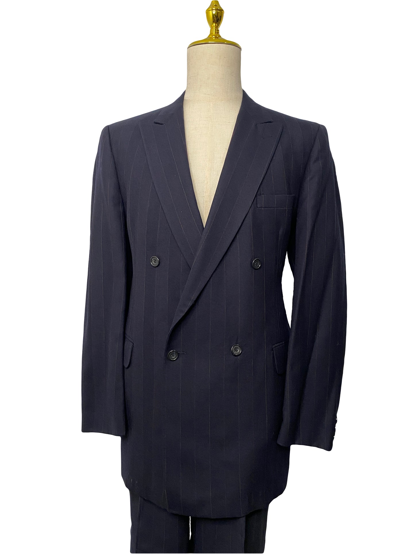 Navy Pinstripe Double Breasted Suit (42)