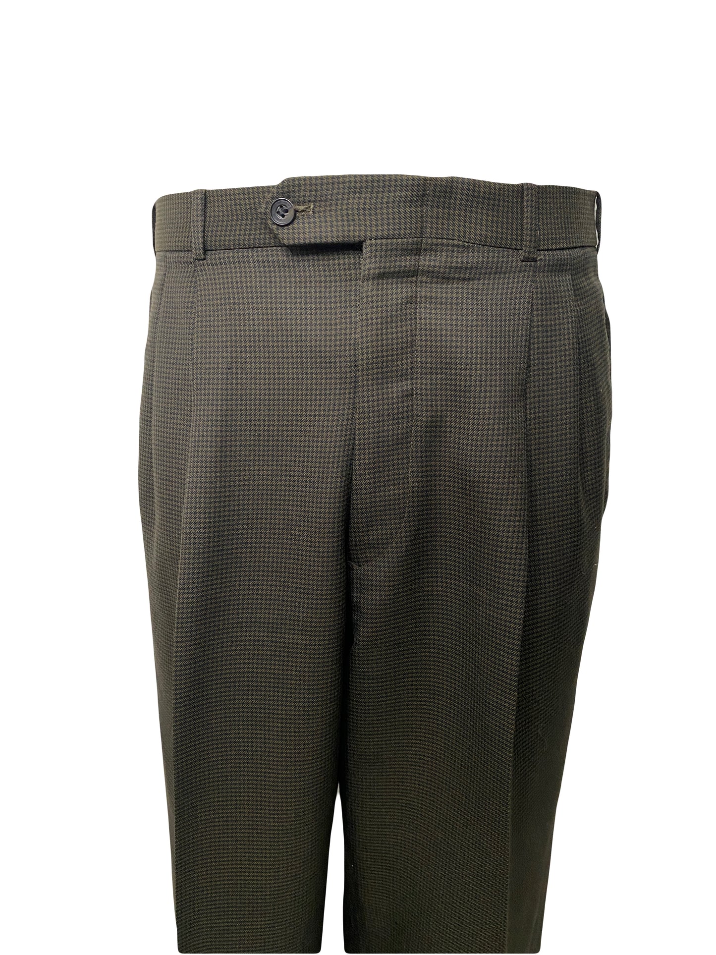 Olive Double Breasted Houndstooth Suit (40)