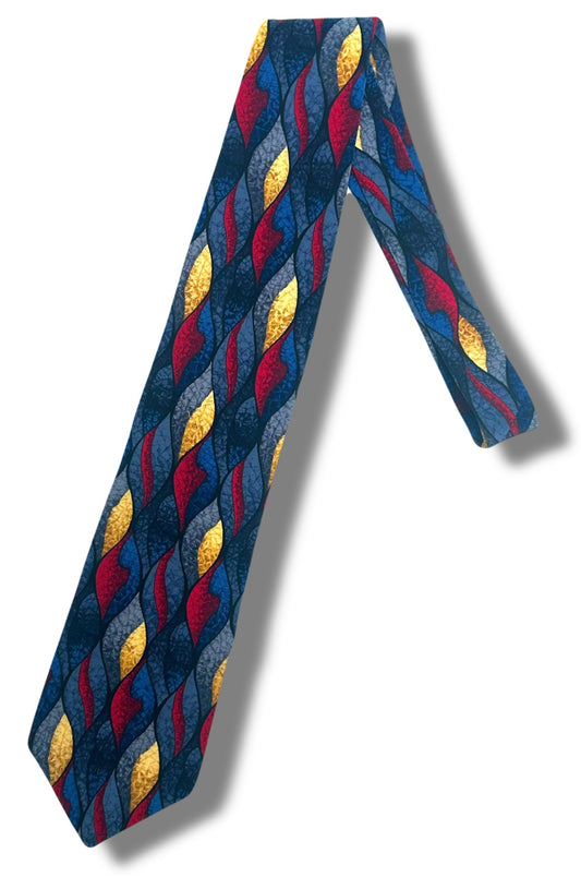 Blue/Red/Gold 80s Retro Tie