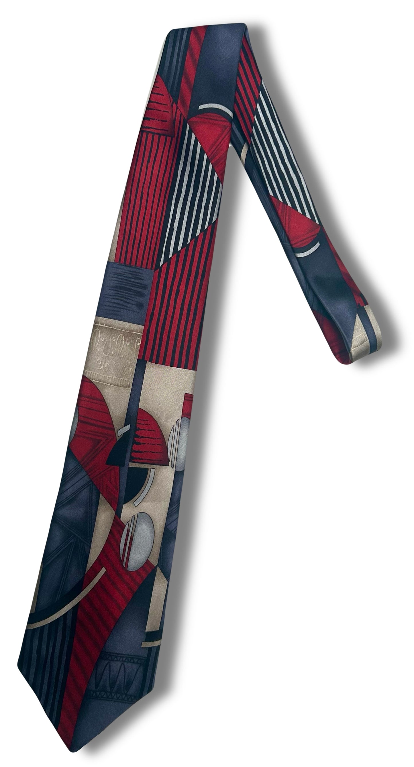 Charcoal/Red/Tan 80s Retro Tie