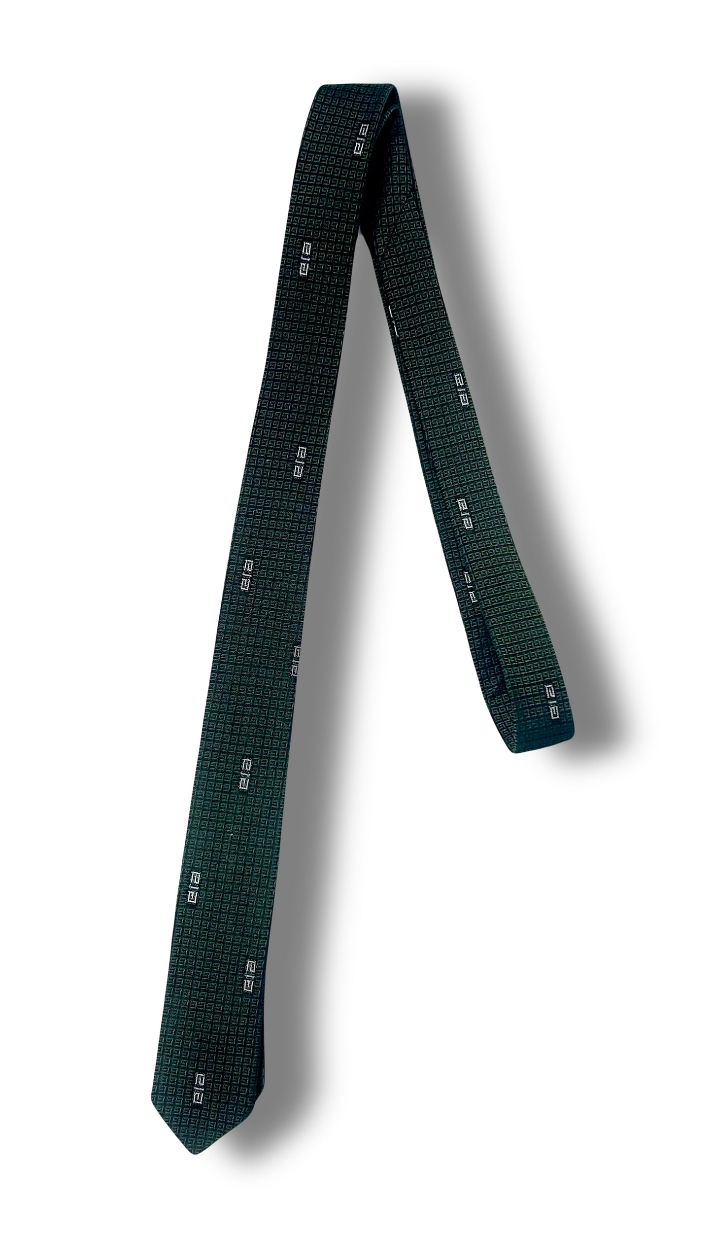 Olive Green Geometric Skinny Tie