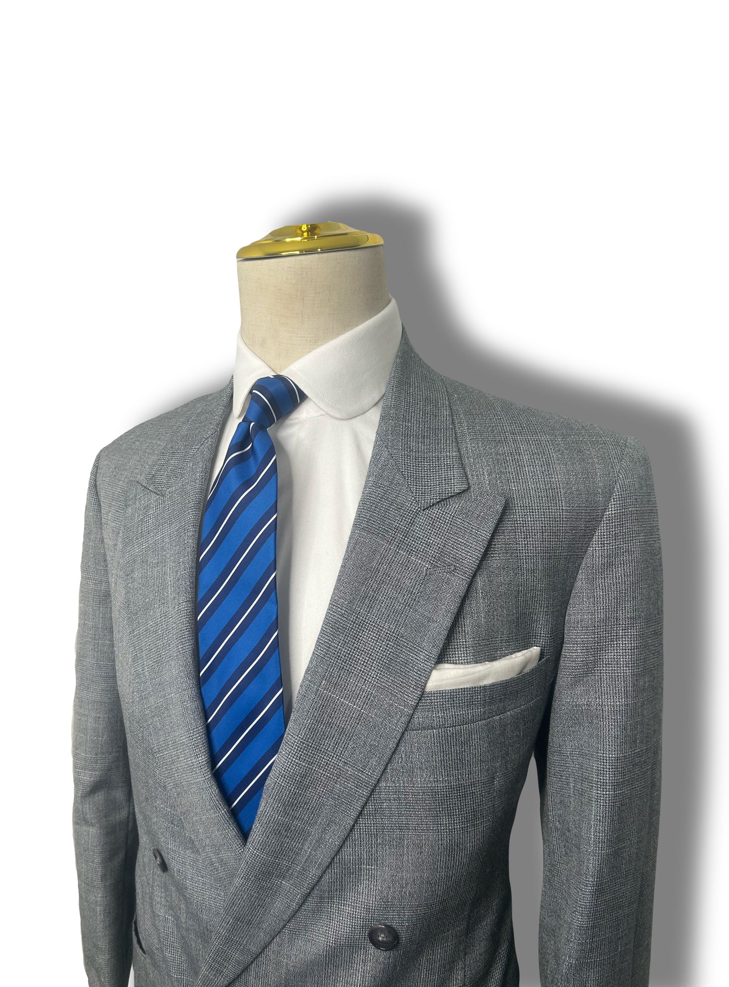 Light Grey Prince of Wales Double Breasted Suit (43)