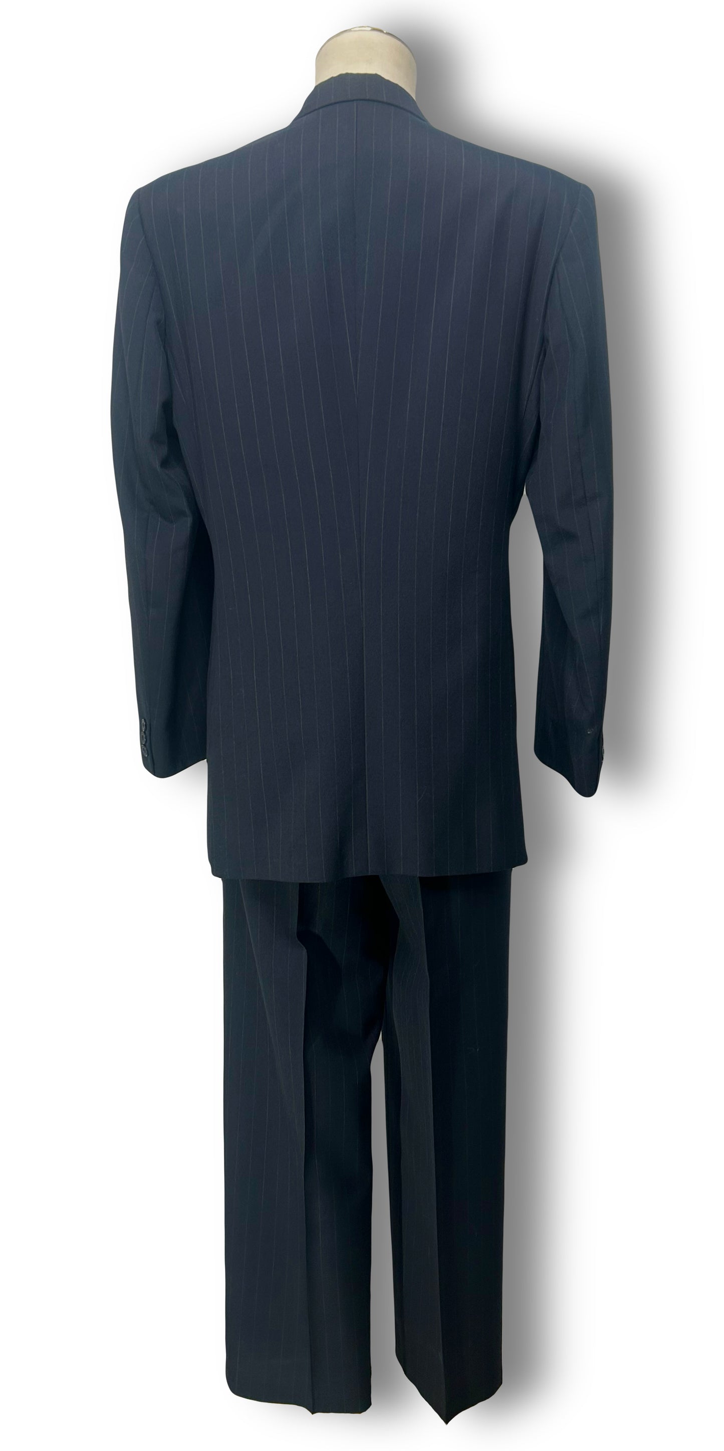 Navy Pinstripe Double Breasted Suit (42)