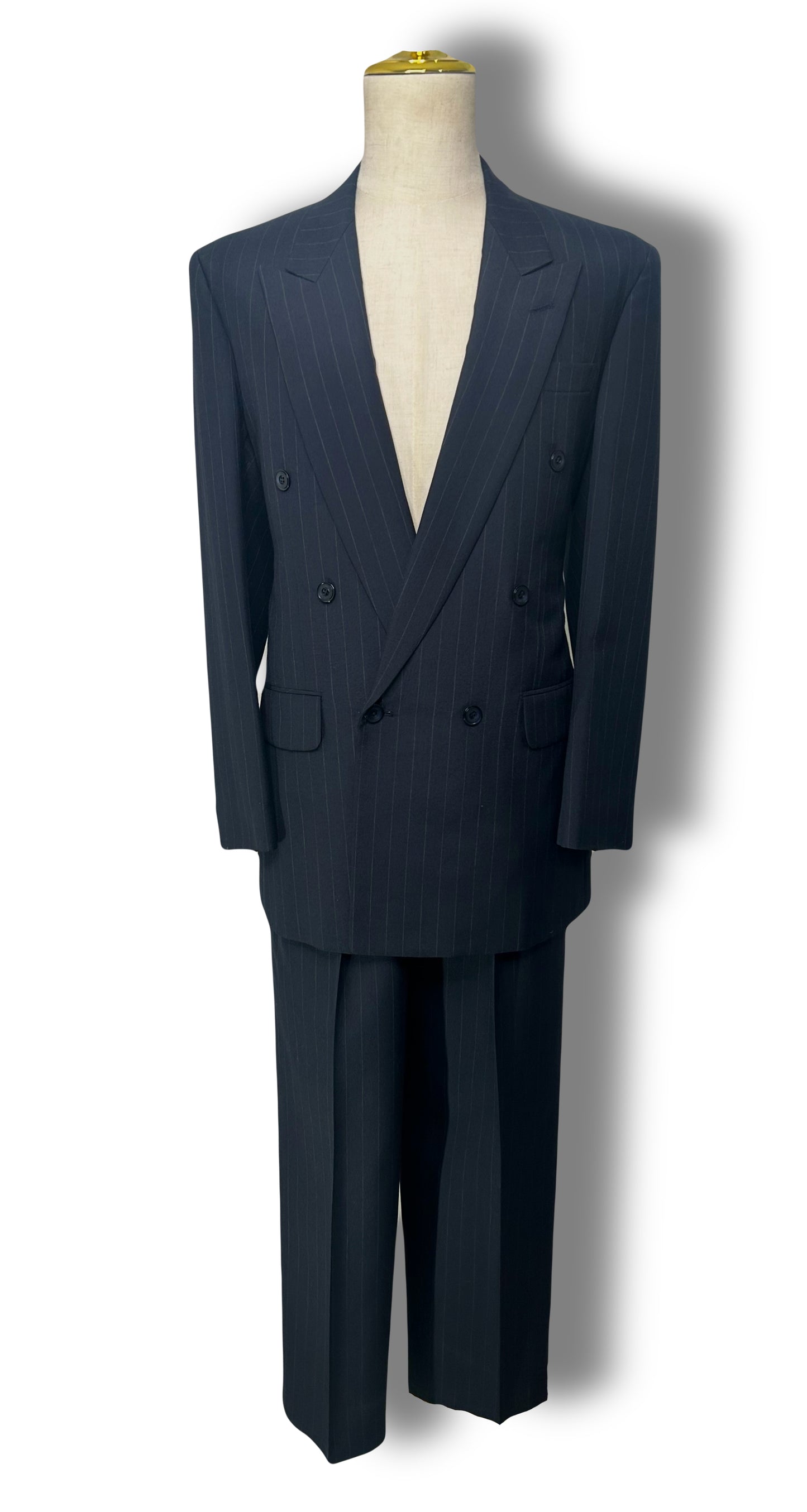 Navy Pinstripe Double Breasted Suit (42)