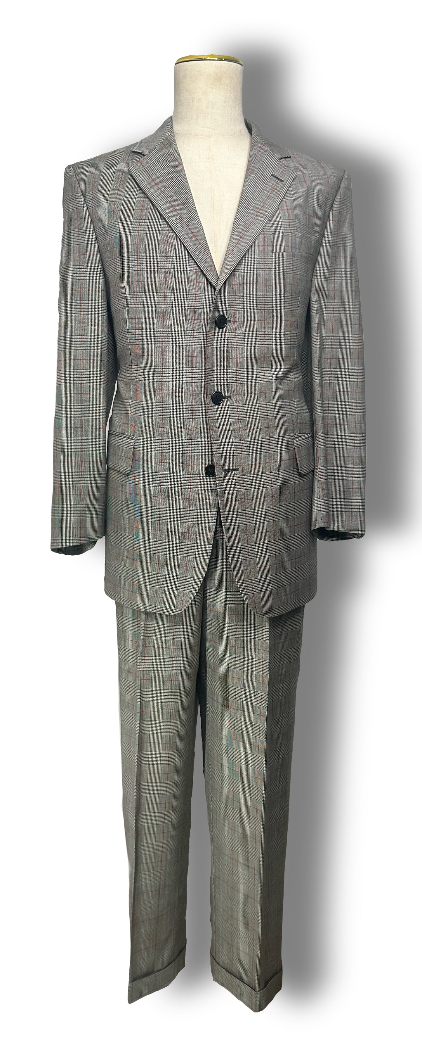 Black, White, and Red Prince of Wales Two Piece Suit (43)