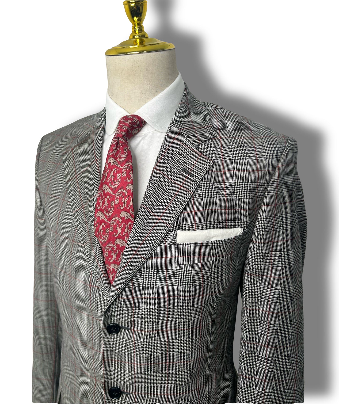 Black, White, and Red Prince of Wales Two Piece Suit (43)