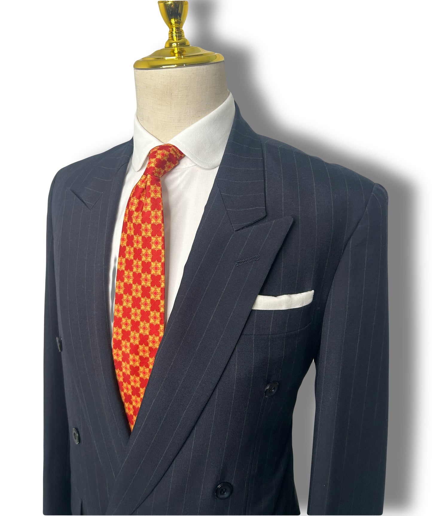 Navy Pinstripe Double Breasted Suit (42)