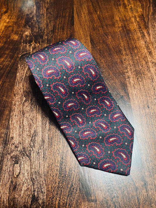 Green/Purple/Red Paisley Tie